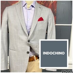 Indochino Suit Top Jacket Blazer Bespoke Mens 44R Modern Fit Wool Cashmere Gray